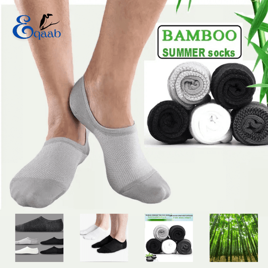 10Pairs Bamboo Socks Thin Summer Men's Invisible Socks Absorbent Deodorant Harajuku Bamboo Fiber Mesh Short Sock Black Plus Size